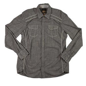 BKE Shirt Men's Athletic Fit Long Sleeve Casual Pearl Snap Up Gray Extra Large